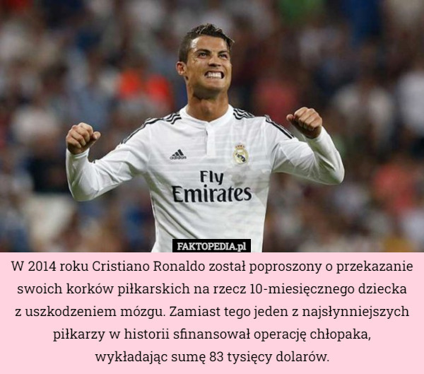 W 2014 roku Cristiano Ronaldo został poproszony o przekazanie swoich korków...