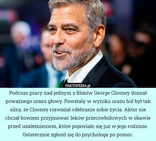 Podczas pracy nad jednym z filmów George Clooney doznał poważnego urazu...