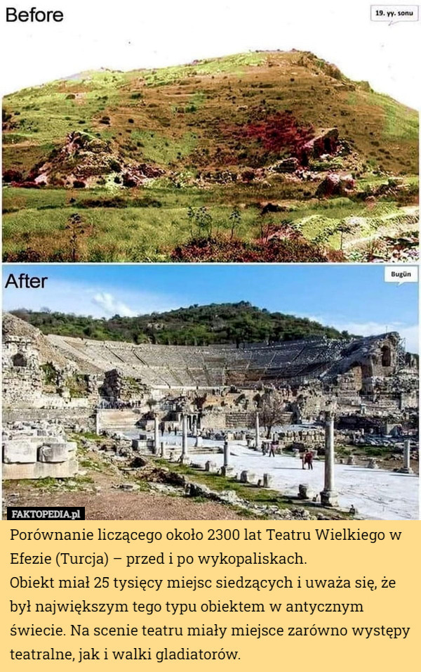 Porównanie liczącego około 2300 lat Teatru Wielkiego w Efezie (Turcja)...