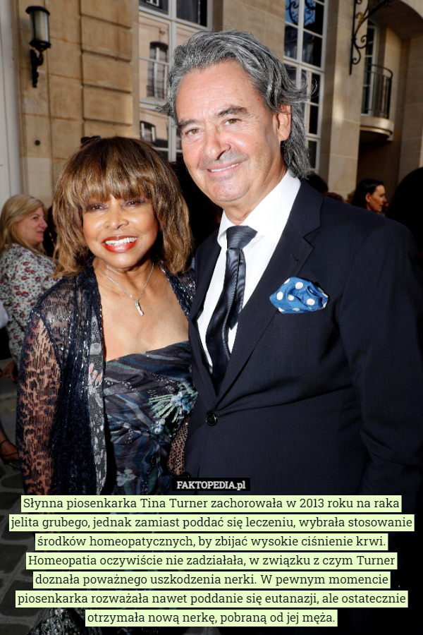 Słynna piosenkarka Tina Turner zachorowała w 2013 roku na raka jelita grubego...