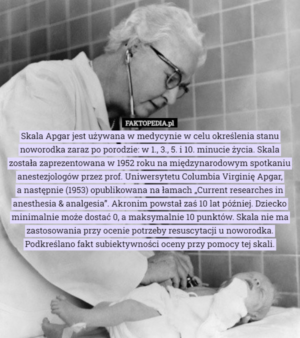 Skala Apgar jest używana w medycynie w celu określenia stanu noworodka zaraz...