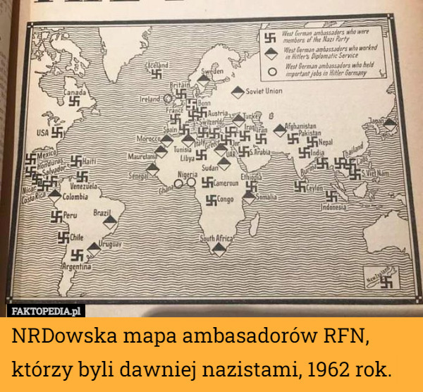 NRDowska mapa ambasadorów RFN, którzy byli dawniej nazistami...