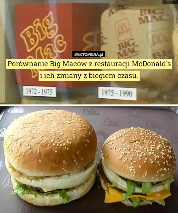 Porównanie Big Maców z restauracji McDonald's i ich zmiany z...