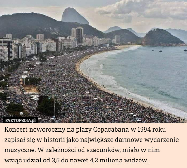 Koncert noworoczny na plaży Copacabana w 1994 roku zapisał się w historii...