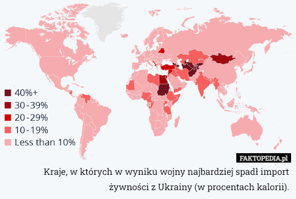 Kraje, w których w wyniku wojny najbardziej spadł import żywności z Ukrainy...