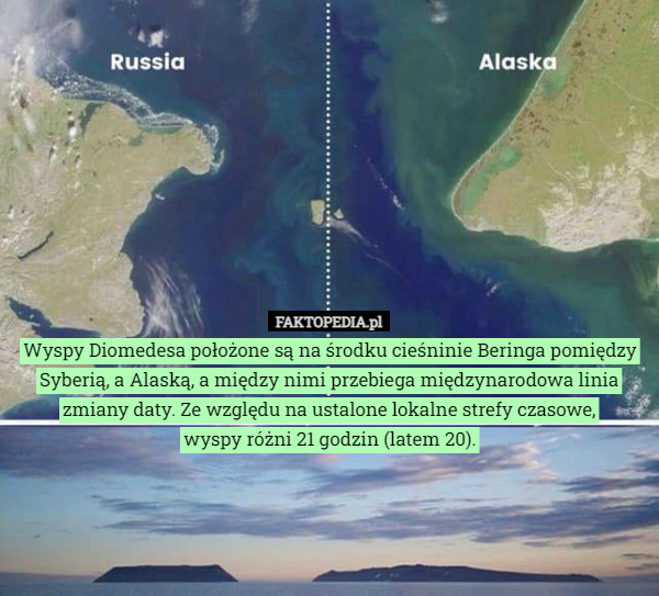 Wyspy Diomedesa położone są na środku cieśninie Beringa pomiędzy Syberią,