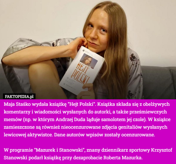 Maja Staśko wydała książkę "Hejt Polski". Książka składa się z...