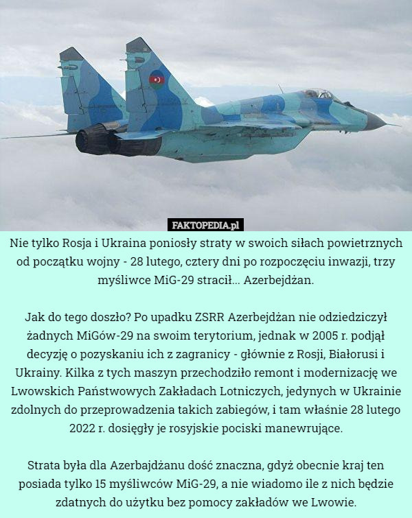 Nie tylko Rosja i Ukraina poniosły straty w swoich siłach powietrznych od...