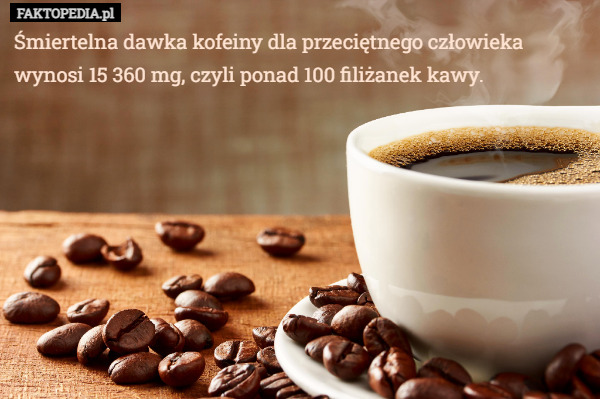 Śmiertelna dawka kofeiny dla przeciętnego człowieka wynosi 15 360 mg, czyli...