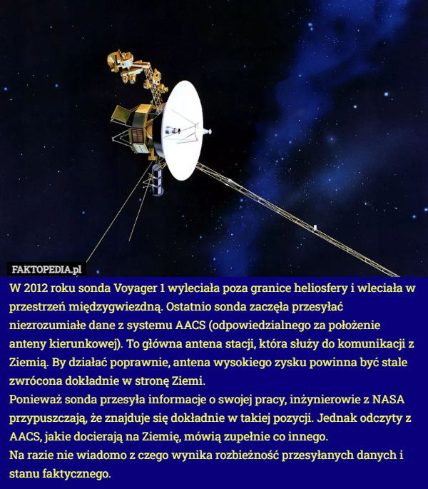 W 2012 roku sonda Voyager 1 wyleciała poza granice heliosfery i wleciała