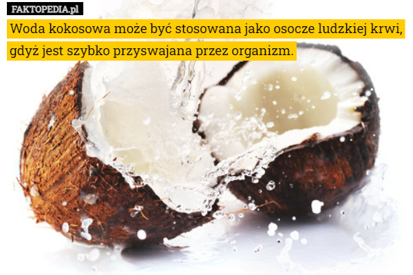Woda kokosowa może być stosowana jako osocze ludzkiej krwi, gdyż jest szybko