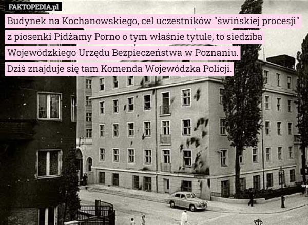 Budynek na Kochanowskiego, cel uczestników "świńskiej procesji"...