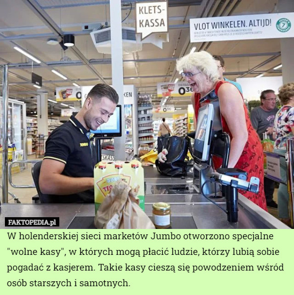 W holenderskiej sieci marketów Jumbo otworzono specjalne "wolne kasy",