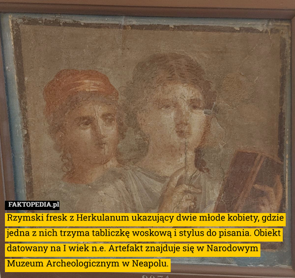 Rzymski fresk z Herkulanum ukazujący dwie młode kobiety, gdzie jedna z nich