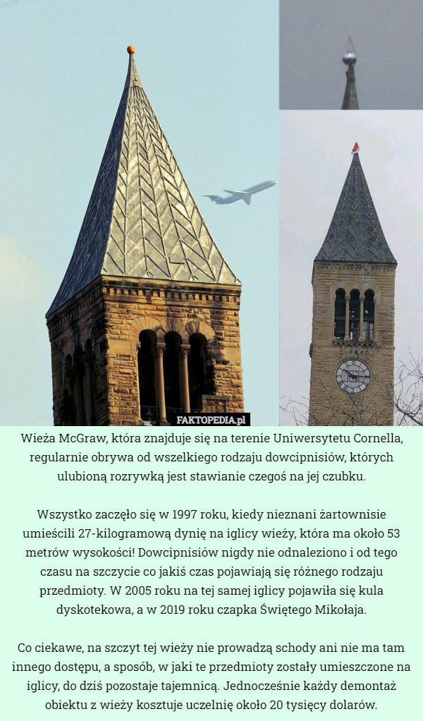 Wieża McGraw, która znajduje się na terenie Uniwersytetu Cornella, regularnie...