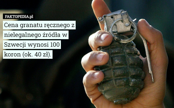 Cena granatu ręcznego z nielegalnego źródła w Szwecji wynosi...