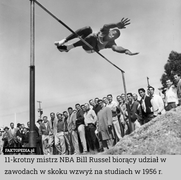 11-krotny mistrz NBA Bill Russel biorący udział w zawodach w skoku wzwyż