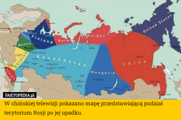 W chińskiej telewizji pokazano mapę przedstawiającą podział terytorium Rosji