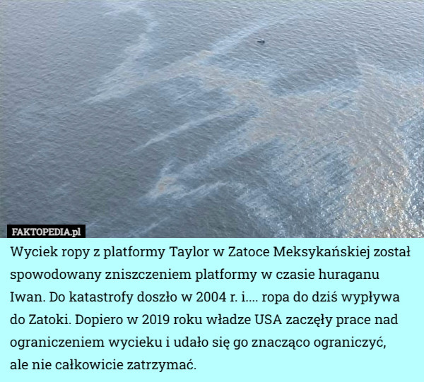 Wyciek ropy z platformy Taylor w Zatoce Meksykańskiej został spowodowany...