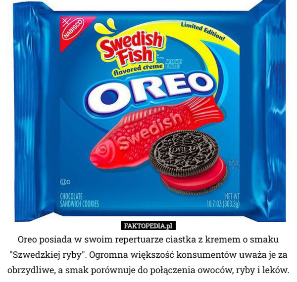 Oreo posiada w swoim repertuarze ciastka z kremem o smaku "Szwedzkiej...