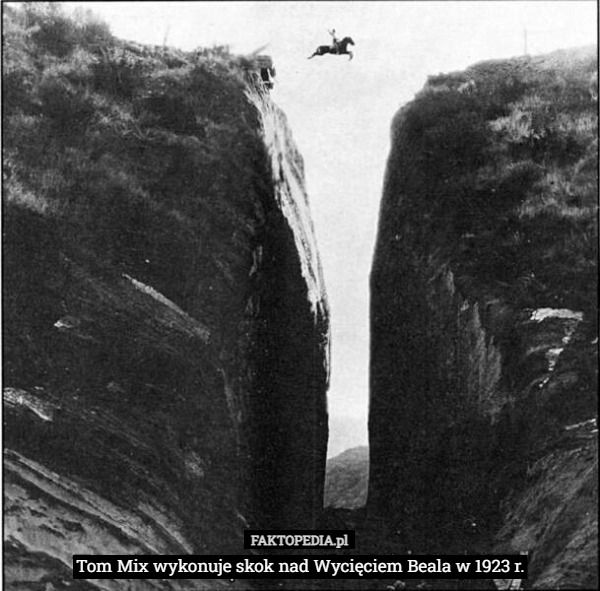 Tom Mix wykonuje skok nad Wycięciem Beala w 1923 r.